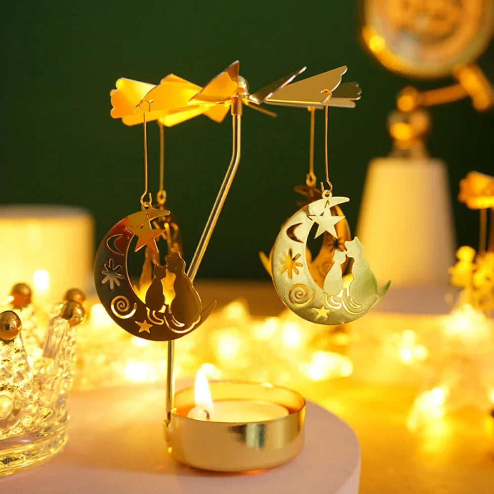 Golden Carousel Candle Holder